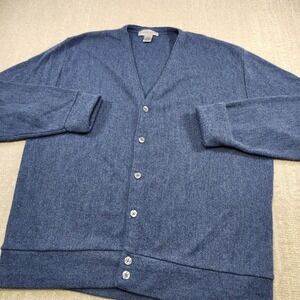 Vintage Cardigan Sweater Men XL Blue 6 Button USA Made 90s Preppy Tennis Grandpa